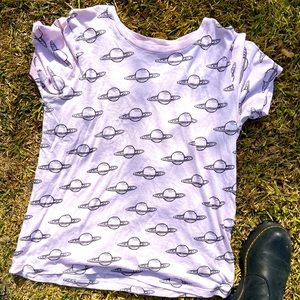 Baby Pink Saturn Planet T Shirt